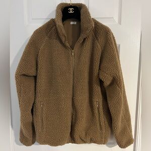 John Galt Brandy Melville Willow Full Zip Teddy Bear Jacket Brown Sherpa Fleece